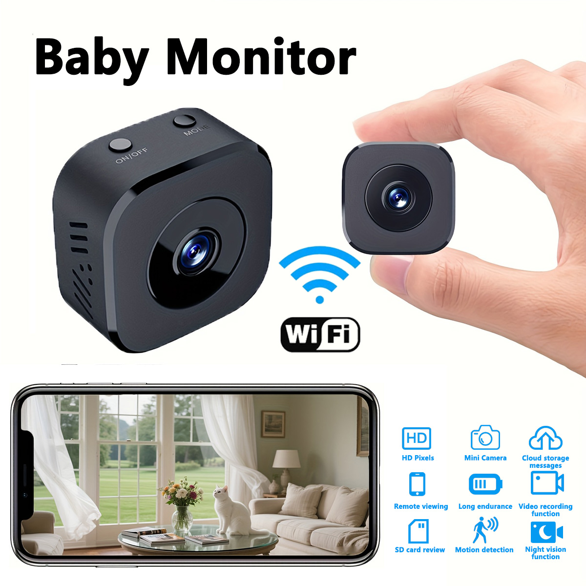 Baby Monitor Sensor - 1080P HD Мини Wi-Fi камера Внутренняя